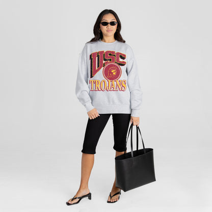 USC TROJANS GAME ON PREMIUM FLEECE DROP SHOULDER CREWNECK PULLOVER