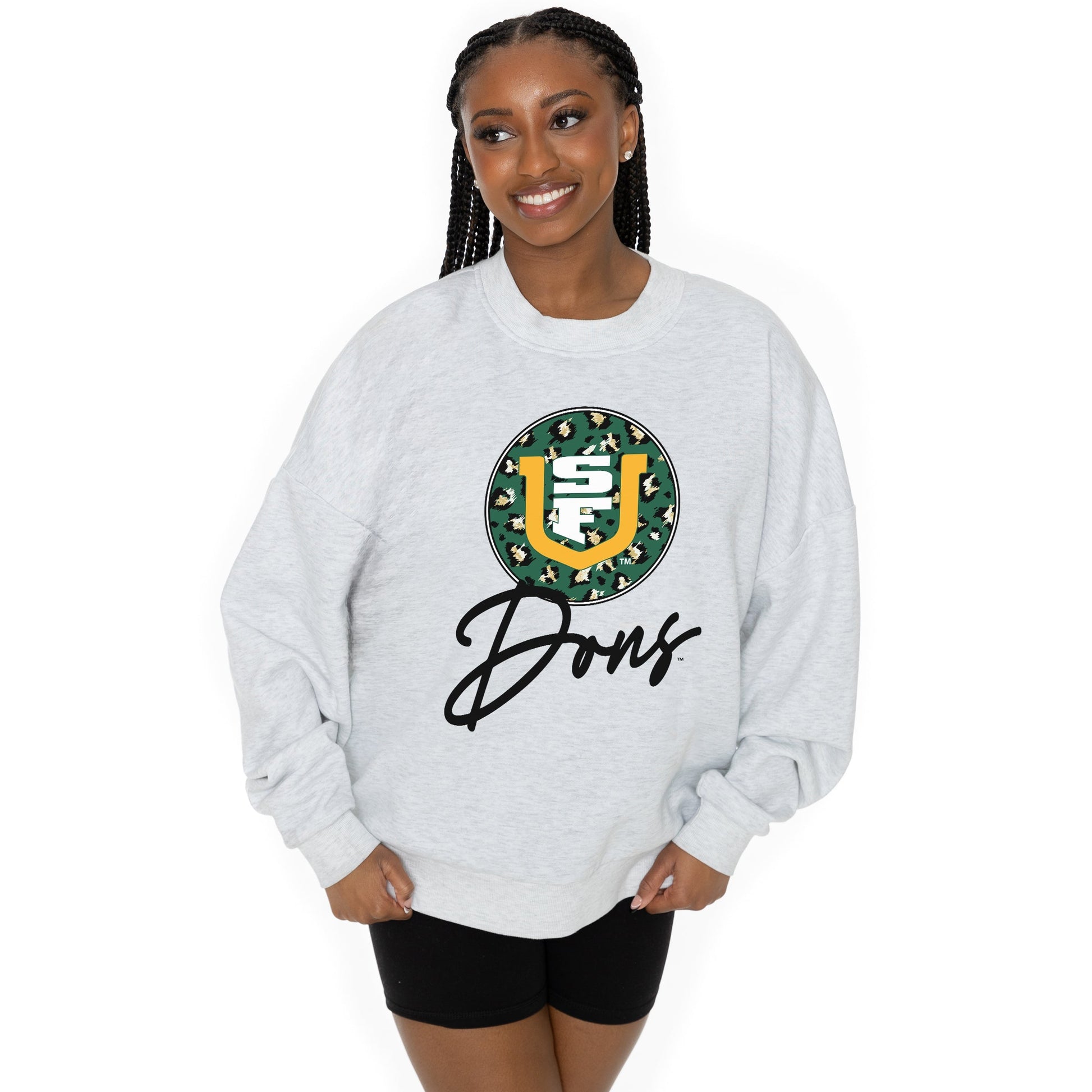 SAN FRANCISCO DONS GOING WILD LONG SLEEVE UNISEX FIT PREMIUM FLEECE CREWNECK SWEATSHIRT WITH RIBBED KNIT NECKLINE, WRIST, AND WAISTBAND