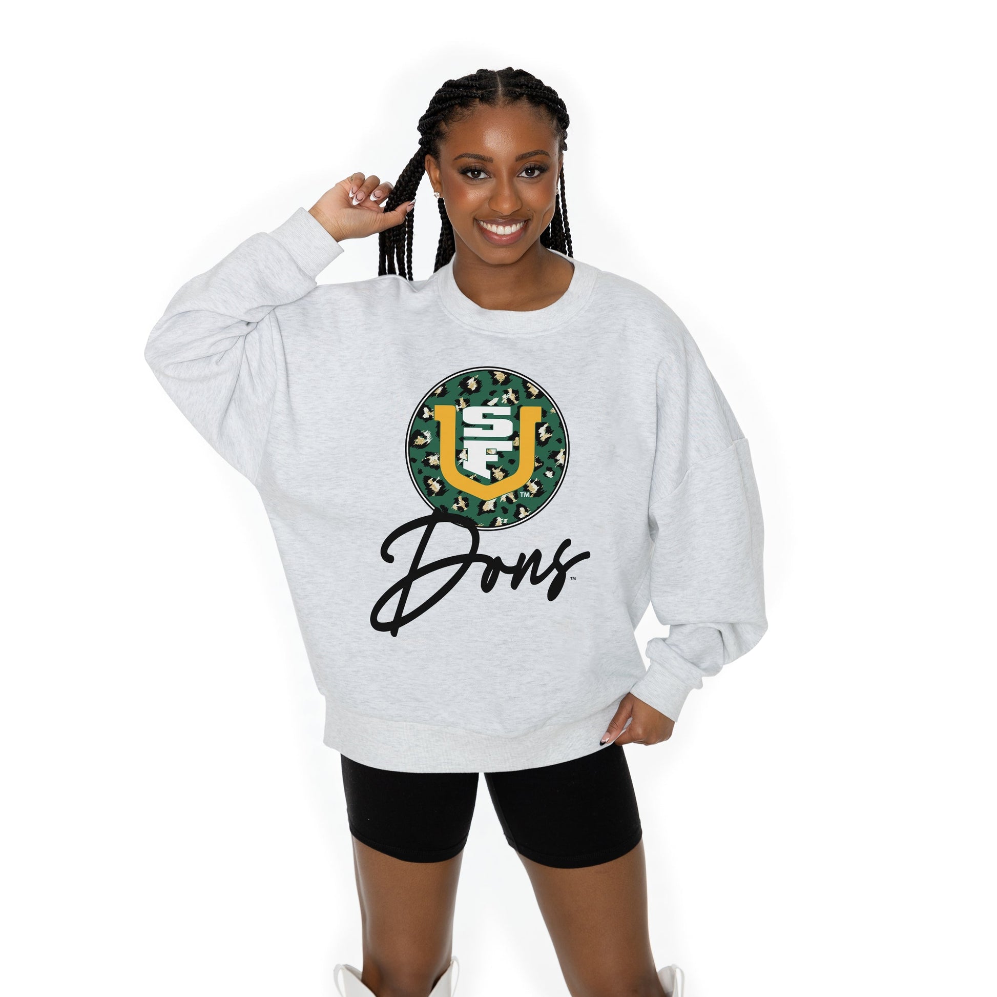 SAN FRANCISCO DONS GOING WILD LONG SLEEVE UNISEX FIT PREMIUM FLEECE CREWNECK SWEATSHIRT WITH RIBBED KNIT NECKLINE, WRIST, AND WAISTBAND