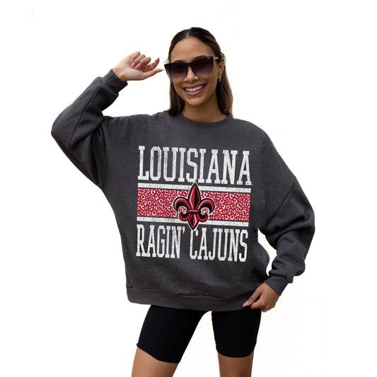 LOUISIANA RAGIN' CAJUNS WILD TAILGATE LONG SLEEVE UNISEX FIT PREMIUM FLEECE CREWNECK SWEATSHIRT WITH RIBBED KNIT NECKLINE, WRIST, AND WAISTBAND - The Club