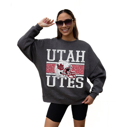 UTAH UTES WILD TAILGATE LONG SLEEVE UNISEX FIT PREMIUM FLEECE CREWNECK SWEATSHIRT WITH RIBBED KNIT NECKLINE, WRIST, AND WAISTBAND
