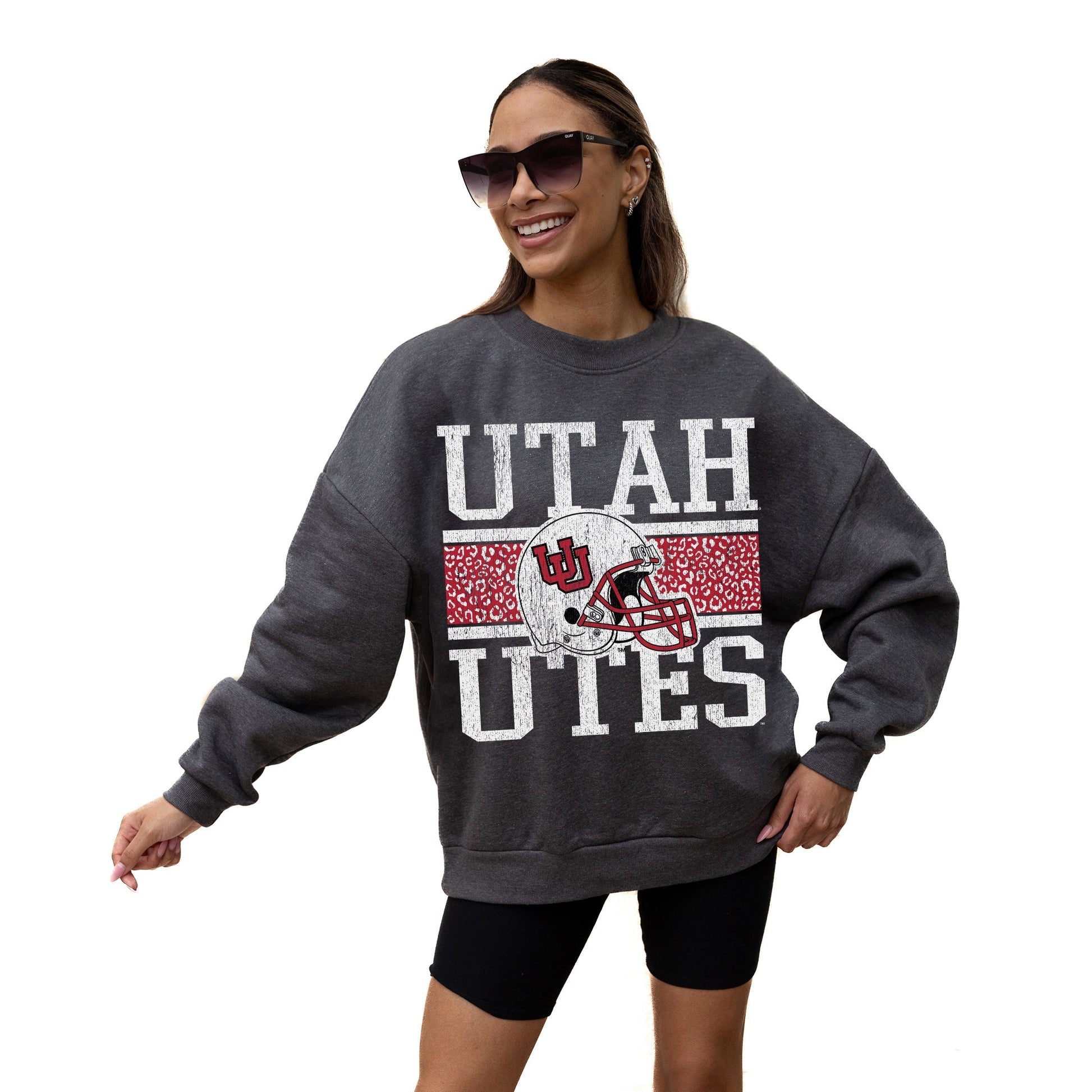 UTAH UTES WILD TAILGATE LONG SLEEVE UNISEX FIT PREMIUM FLEECE CREWNECK SWEATSHIRT WITH RIBBED KNIT NECKLINE, WRIST, AND WAISTBAND