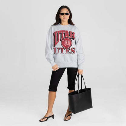 UTAH UTES GAME ON PREMIUM FLEECE DROP SHOULDER CREWNECK PULLOVER