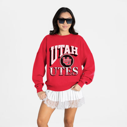 UTAH UTES MAIN CHARACTER PREMIUM FLEECE DROP SHOULDER CREWNECK PULLOVER