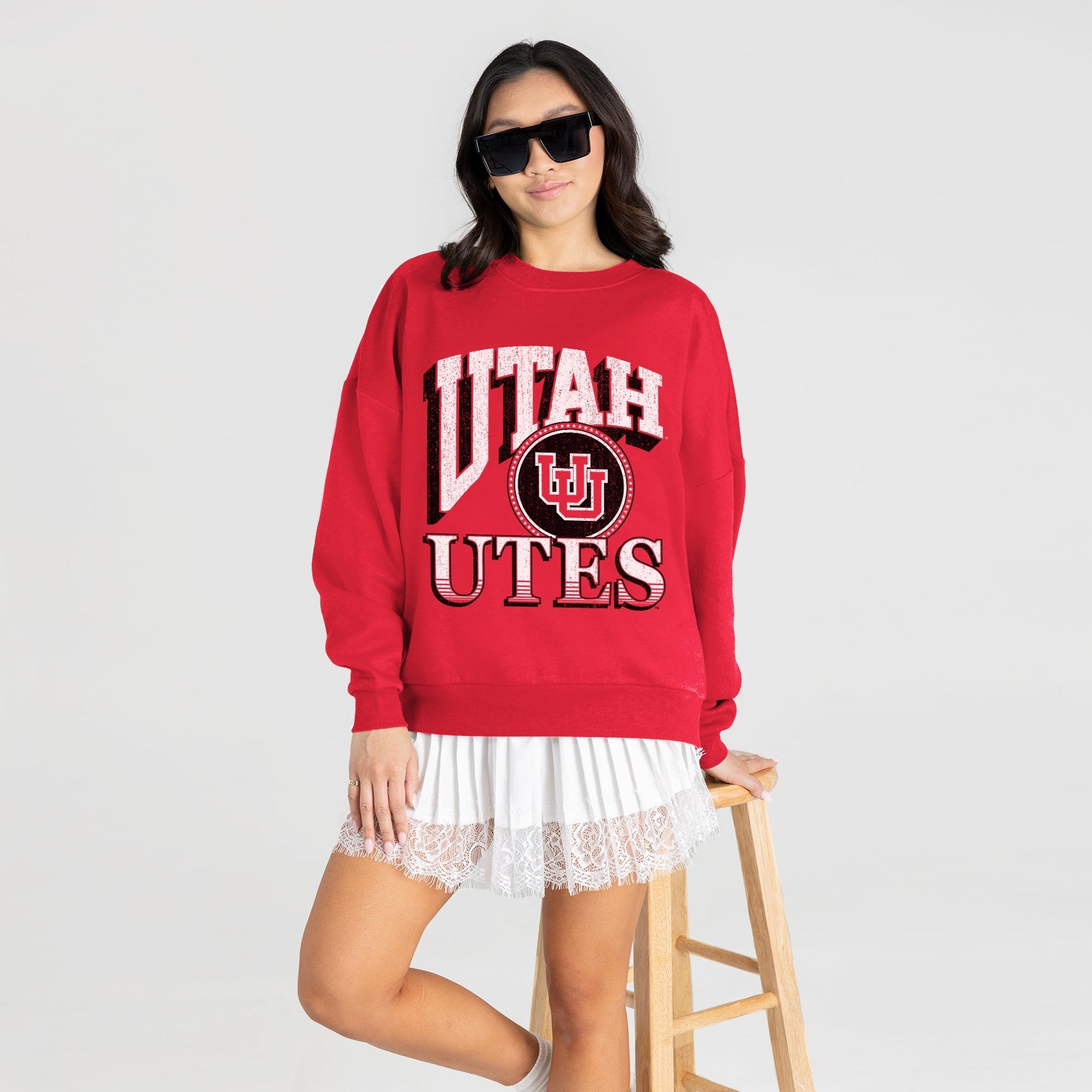 UTAH UTES MAIN CHARACTER PREMIUM FLEECE DROP SHOULDER CREWNECK PULLOVER