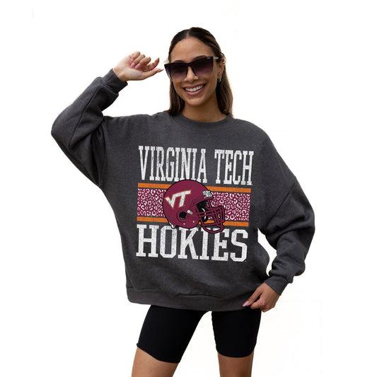 VIRGINIA TECH HOKIES WILD TAILGATE LONG SLEEVE UNISEX FIT PREMIUM FLEECE CREWNECK SWEATSHIRT WITH RIBBED KNIT NECKLINE, WRIST, AND WAISTBAND - The Club