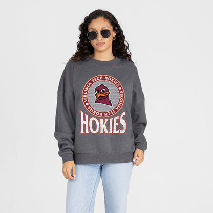 VIRGINIA TECH HOKIES SATURDAY SEAL PREMIUM FLEECE DROP SHOULDER CREWNECK PULLOVER