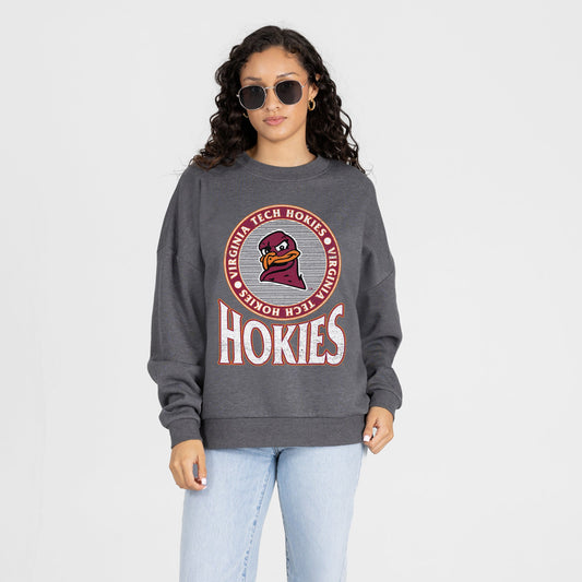 VIRGINIA TECH HOKIES SATURDAY SEAL PREMIUM FLEECE DROP SHOULDER CREWNECK PULLOVER