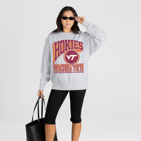 VIRGINIA TECH HOKIES GAME ON PREMIUM FLEECE DROP SHOULDER CREWNECK PULLOVER
