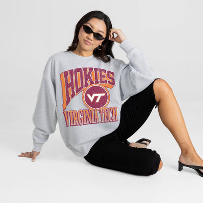VIRGINIA TECH HOKIES GAME ON PREMIUM FLEECE DROP SHOULDER CREWNECK PULLOVER