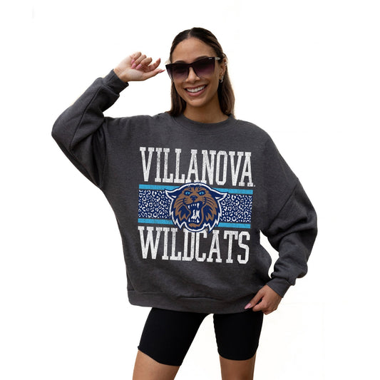 VILLANOVA WILDCATS WILD TAILGATE LONG SLEEVE UNISEX FIT PREMIUM FLEECE CREWNECK SWEATSHIRT WITH RIBBED KNIT NECKLINE, WRIST, AND WAISTBAND - The Club