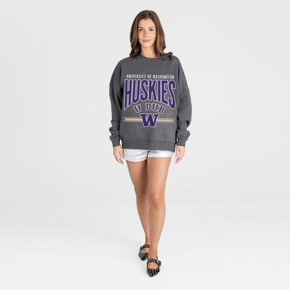 WASHINGTON HUSKIES KICKOFF CLASSIC PREMIUM FLEECE DROP SHOULDER CREWNECK PULLOVER