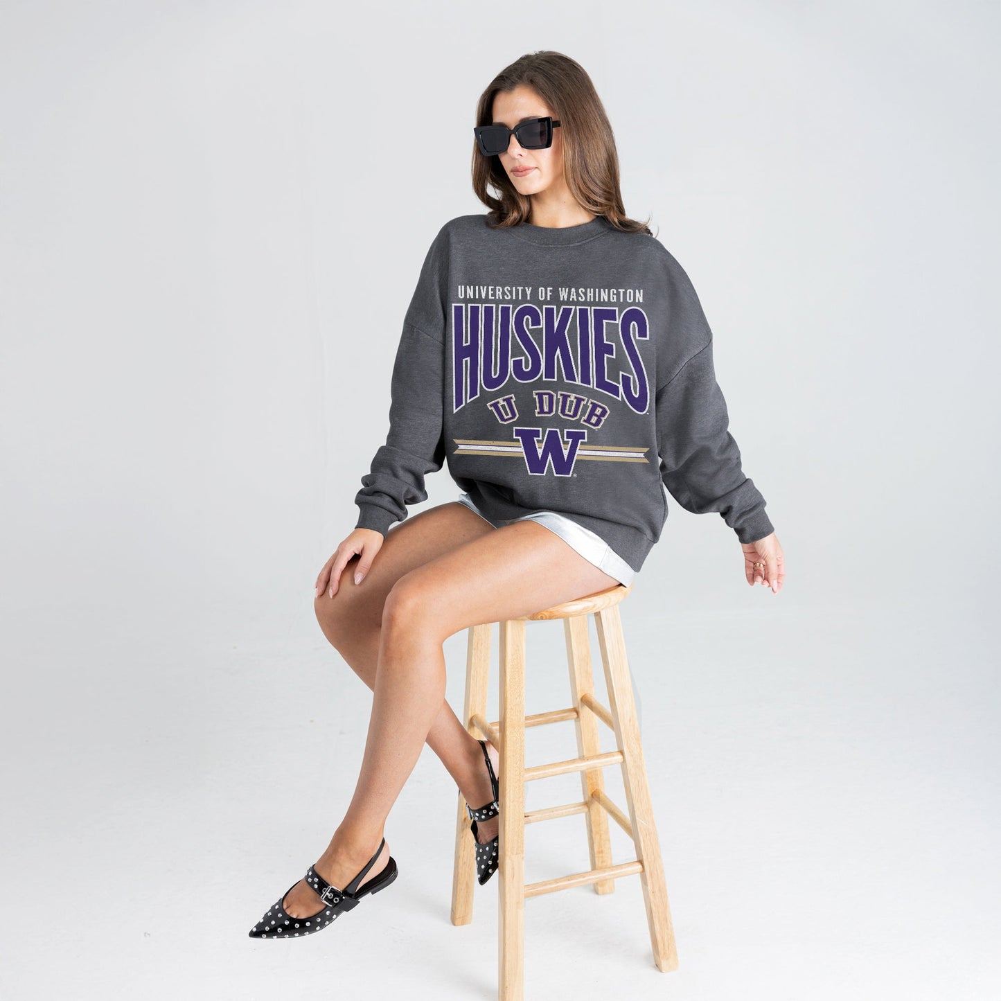WASHINGTON HUSKIES KICKOFF CLASSIC PREMIUM FLEECE DROP SHOULDER CREWNECK PULLOVER