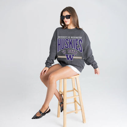 WASHINGTON HUSKIES KICKOFF CLASSIC PREMIUM FLEECE DROP SHOULDER CREWNECK PULLOVER