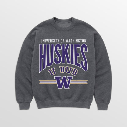 WASHINGTON HUSKIES KICKOFF CLASSIC PREMIUM FLEECE DROP SHOULDER CREWNECK PULLOVER