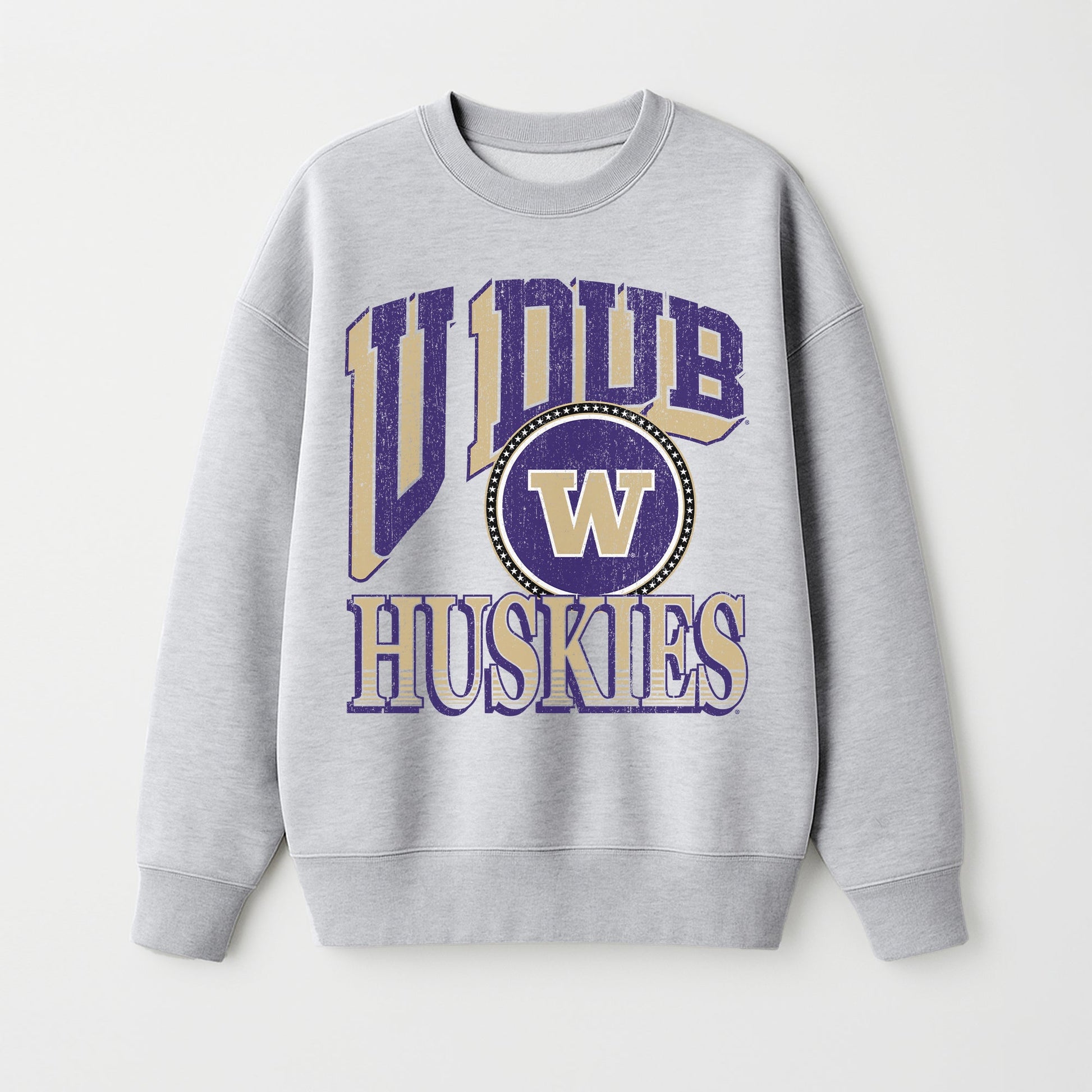 WASHINGTON HUSKIES GAME ON PREMIUM FLEECE DROP SHOULDER CREWNECK PULLOVER