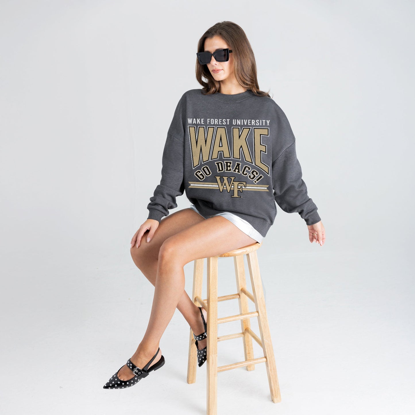 WAKE FOREST DEMON DEACONS KICKOFF CLASSIC PREMIUM FLEECE DROP SHOULDER CREWNECK PULLOVER
