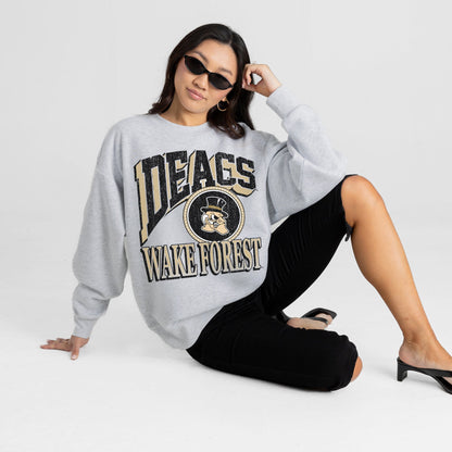WAKE FOREST DEMON DEACONS GAME ON PREMIUM FLEECE DROP SHOULDER CREWNECK PULLOVER