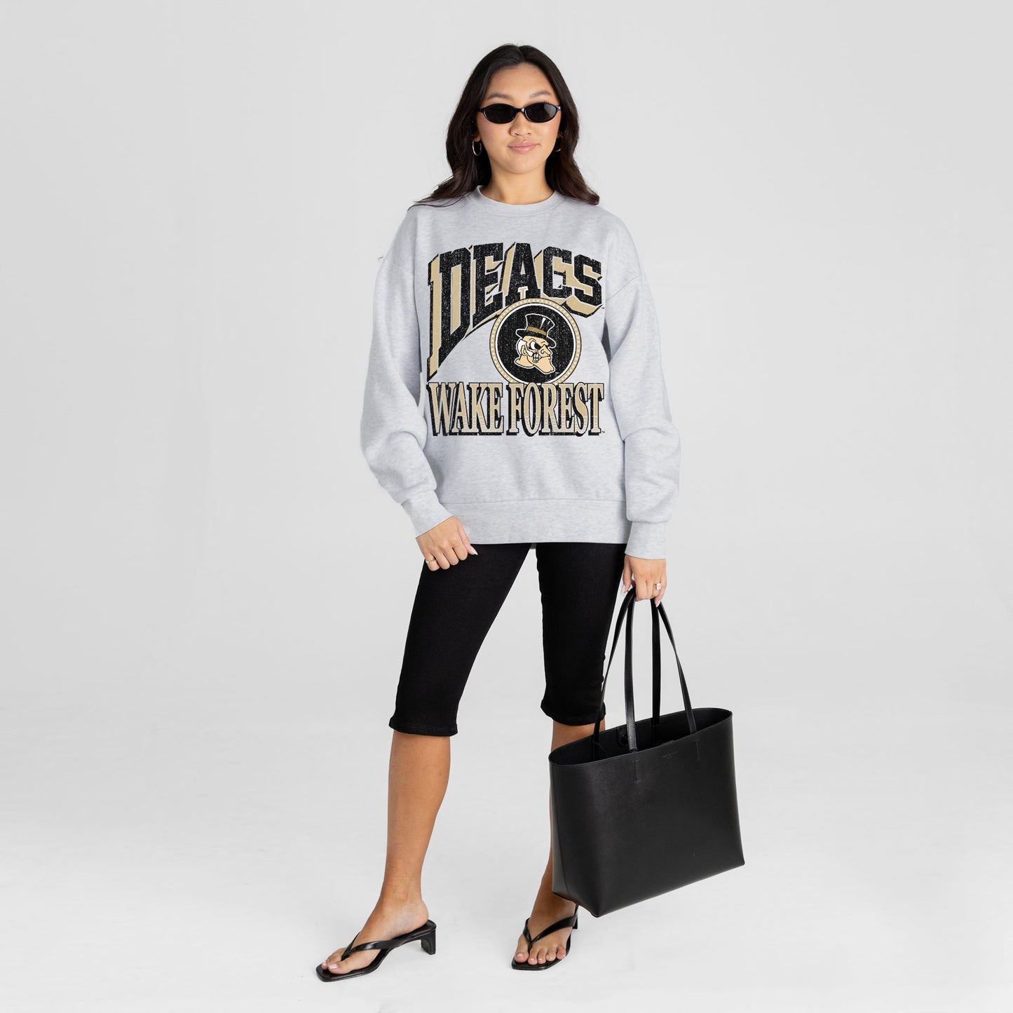 WAKE FOREST DEMON DEACONS GAME ON PREMIUM FLEECE DROP SHOULDER CREWNECK PULLOVER