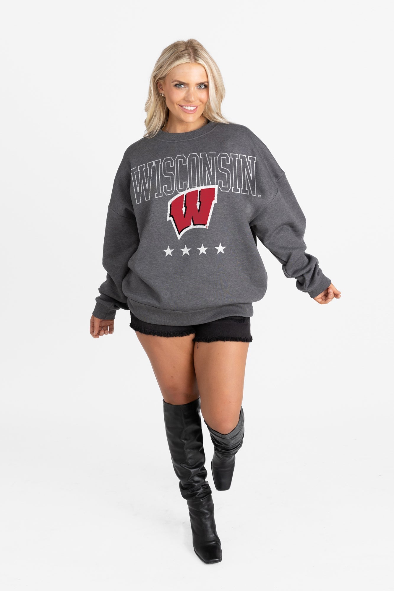 WISCONSIN BADGERS RISING STAR PREMIUM FLEECE CREWNECK PULLOVER