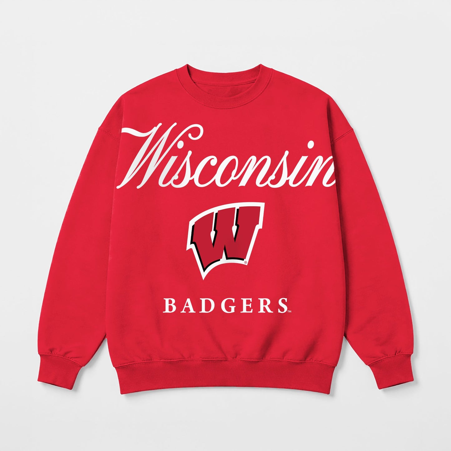 WISCONSIN BADGERS LEGACY CLUB PREMIUM FLEECE DROP SHOULDER CREWNECK PULLOVER