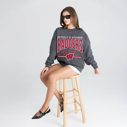 WISCONSIN BADGERS KICKOFF CLASSIC PREMIUM FLEECE DROP SHOULDER CREWNECK PULLOVER