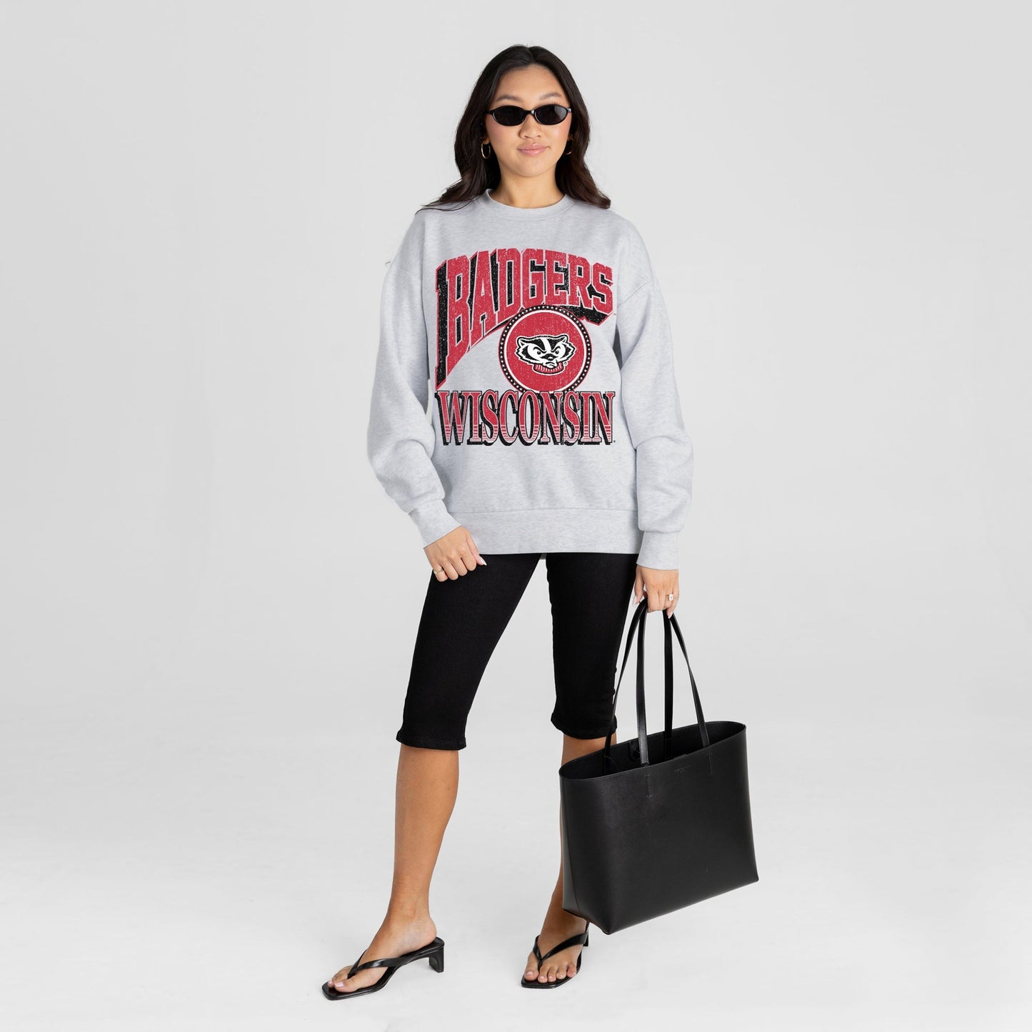 WISCONSIN BADGERS GAME ON PREMIUM FLEECE DROP SHOULDER CREWNECK PULLOVER