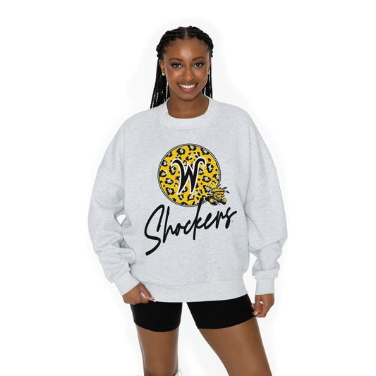 WICHITA STATE SHOCKERS GOING WILD LONG SLEEVE UNISEX FIT PREMIUM FLEECE CREWNECK SWEATSHIRT WITH RIBBED KNIT NECKLINE, WRIST, AND WAISTBAND - The Club
