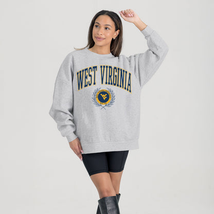 WEST VIRGINIA MOUNTAINEERS TRADITION REFINED PREMIUM FLEECE CREWNECK PULLOVER