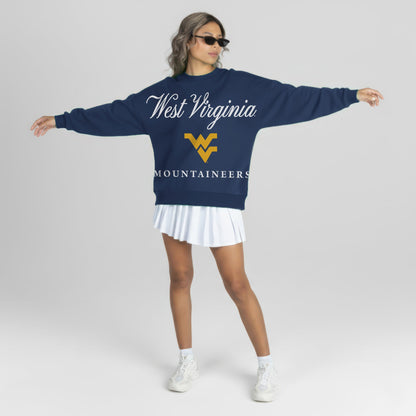 WEST VIRGINIA MOUNTAINEERS LEGACY CLUB PREMIUM FLEECE DROP SHOULDER CREWNECK PULLOVER