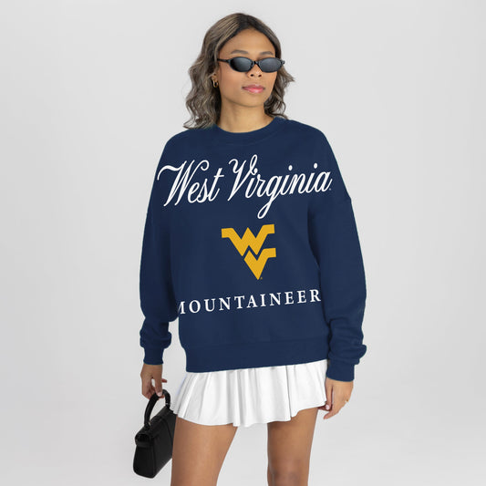 WEST VIRGINIA MOUNTAINEERS LEGACY CLUB PREMIUM FLEECE DROP SHOULDER CREWNECK PULLOVER