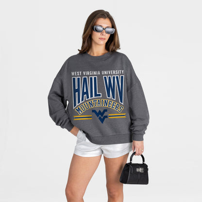 WEST VIRGINIA MOUNTAINEERS KICKOFF CLASSIC PREMIUM FLEECE DROP SHOULDER CREWNECK PULLOVER