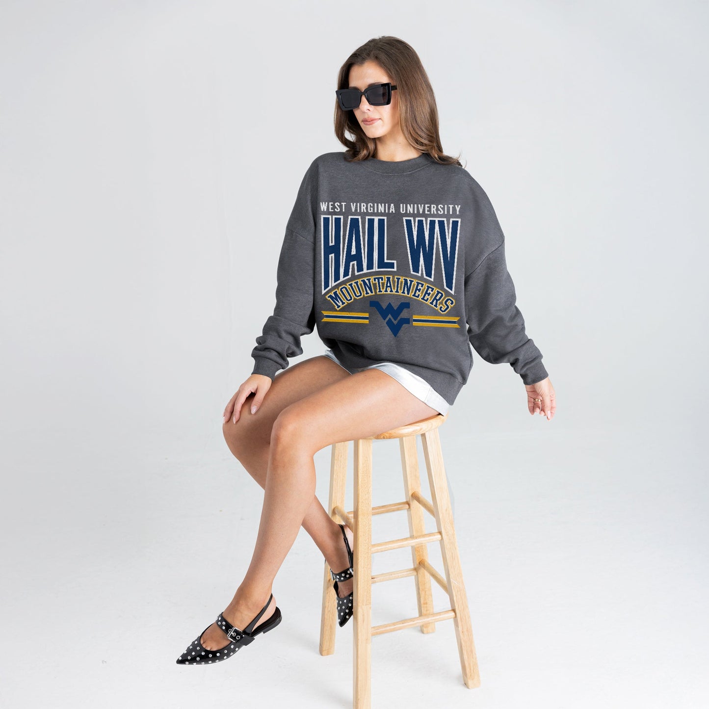 WEST VIRGINIA MOUNTAINEERS KICKOFF CLASSIC PREMIUM FLEECE DROP SHOULDER CREWNECK PULLOVER