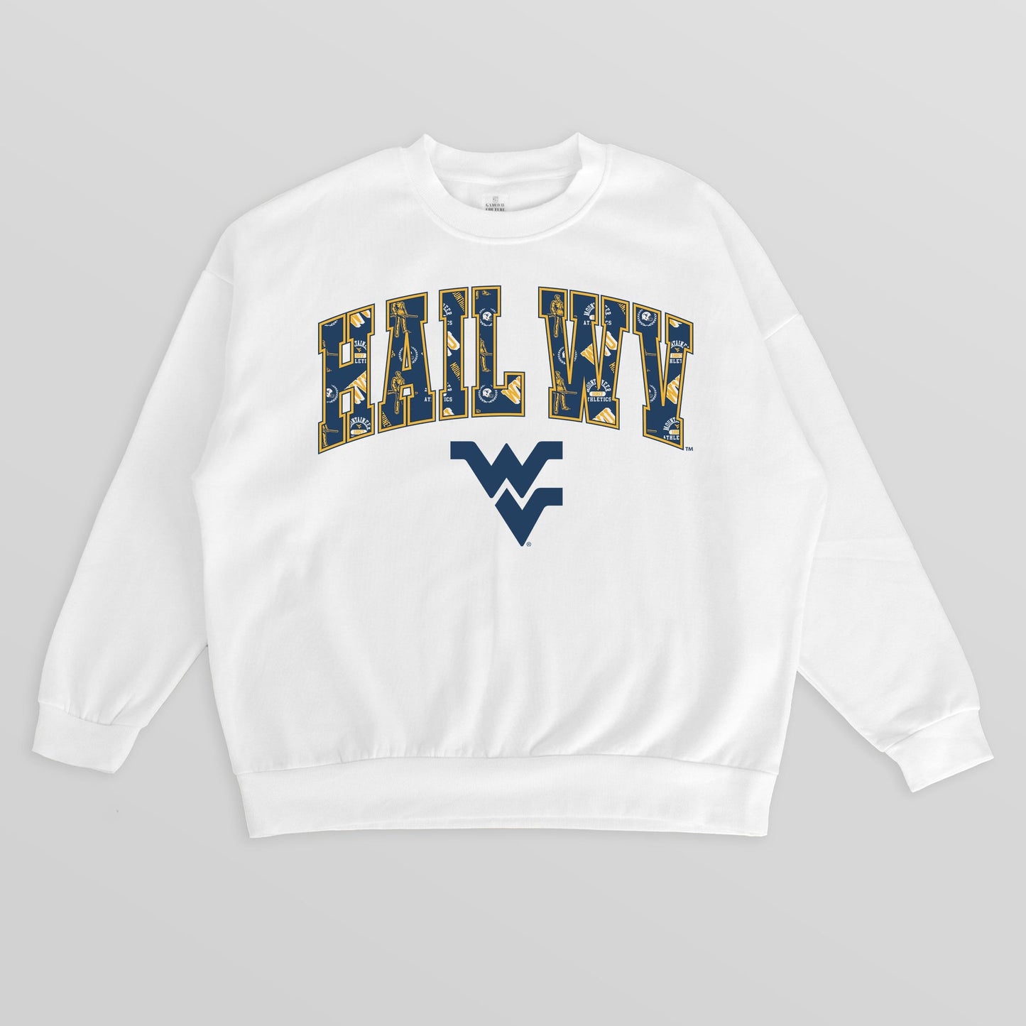 WEST VIRGINIA MOUNTAINEERS SWEET PLAY PREMIUM FLEECE DROP SHOULDER CREWNECK PULLOVER