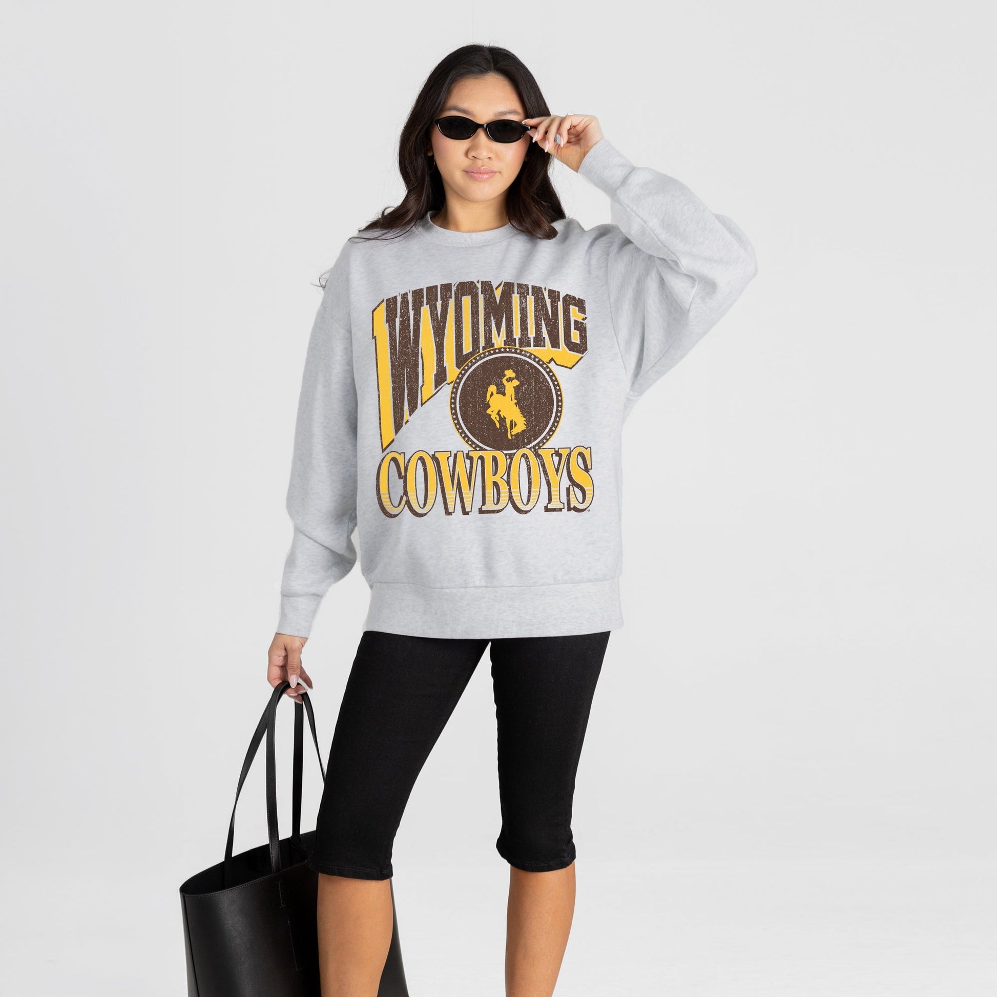 WYOMING COWBOYS GAME ON PREMIUM FLEECE DROP SHOULDER CREWNECK PULLOVER