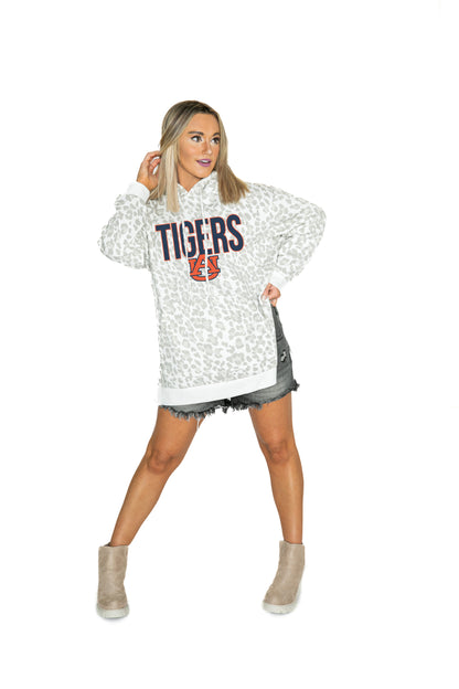 AUBURN TIGERS FIERCE FAN SIDE SPLIT LEOPARD HOODIE