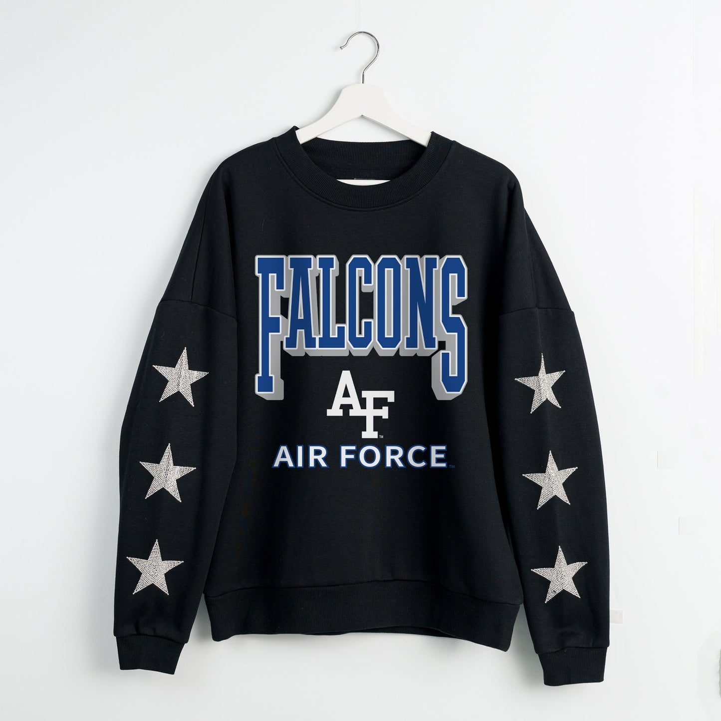 AIR FORCE FALCONS PURE VICTORY EMBELLISHED STAR SLEEVE CREWNECK PULLOVER