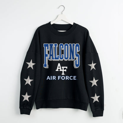 AIR FORCE FALCONS PURE VICTORY EMBELLISHED STAR SLEEVE CREWNECK PULLOVER