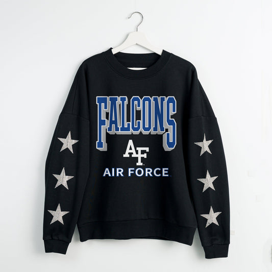 AIR FORCE FALCONS PURE VICTORY EMBELLISHED STAR SLEEVE CREWNECK PULLOVER