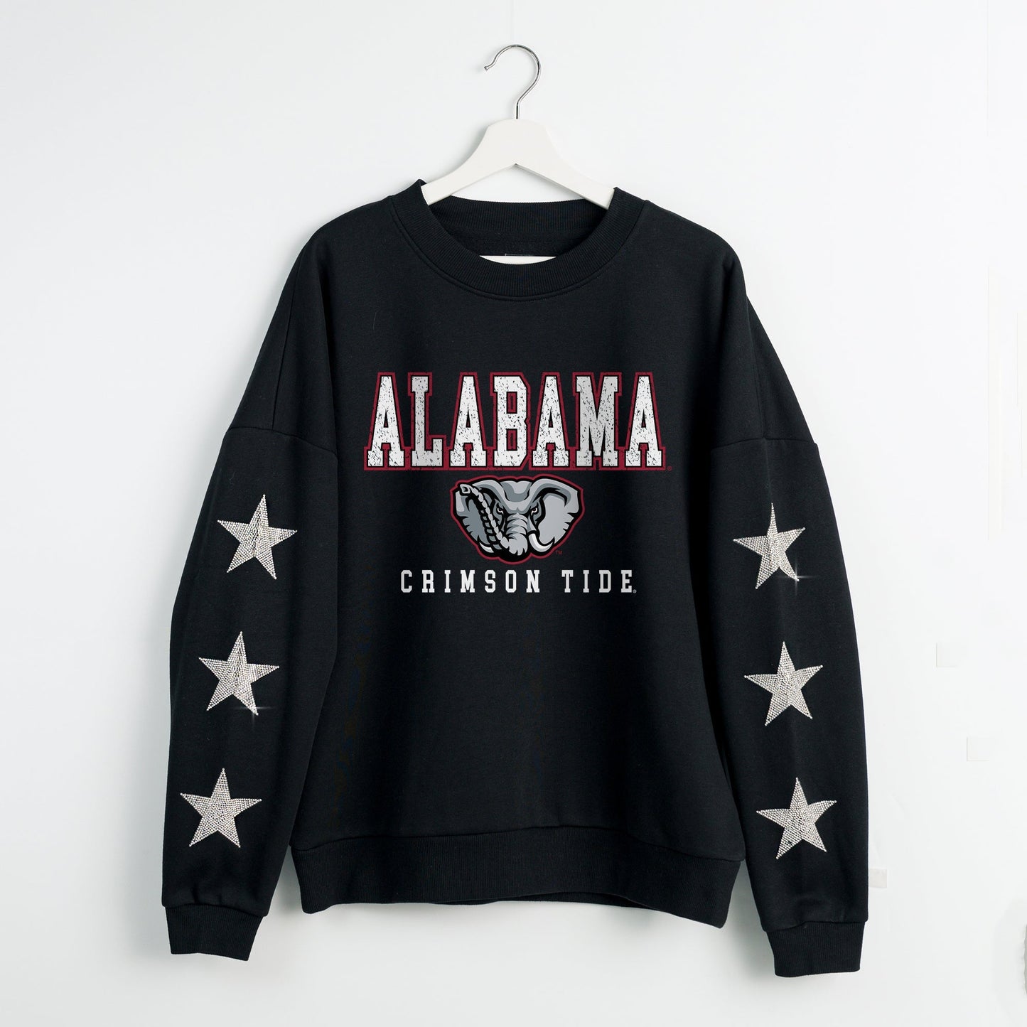 ALABAMA CRIMSON TIDE VELOCITY STAR EMBELLISHED CREW SWEATSHIRT