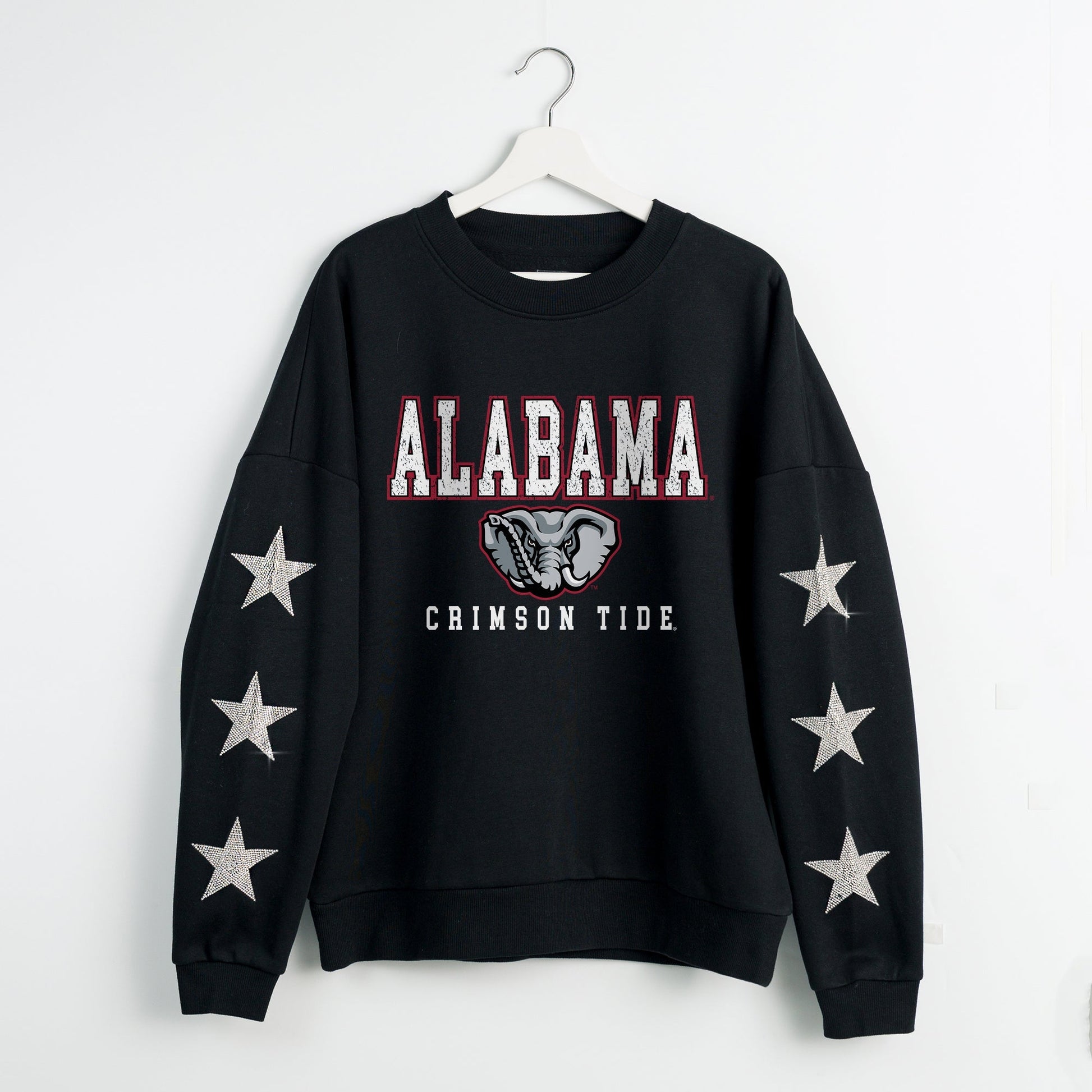ALABAMA CRIMSON TIDE VELOCITY STAR EMBELLISHED CREW SWEATSHIRT