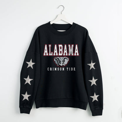 ALABAMA CRIMSON TIDE VELOCITY STAR EMBELLISHED CREW SWEATSHIRT