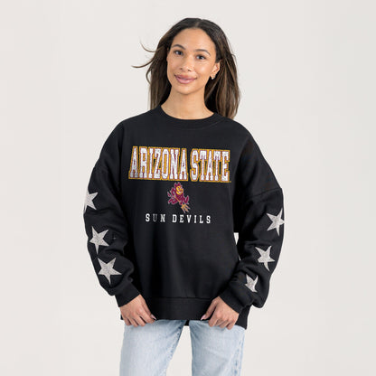 ARIZONA STATE SUN DEVILS VELOCITY STAR EMBELLISHED CREW SWEATSHIRT