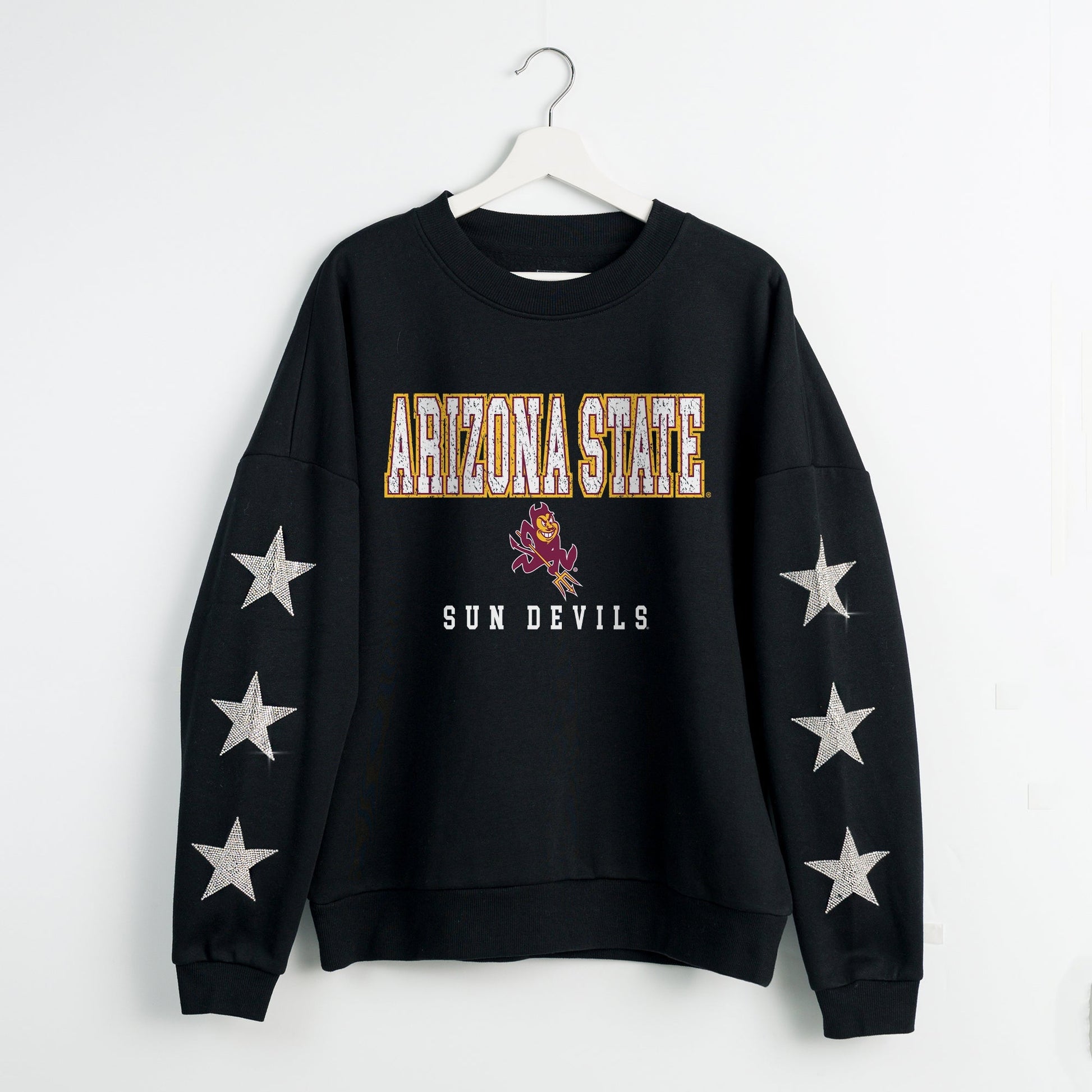 ARIZONA STATE SUN DEVILS VELOCITY STAR EMBELLISHED CREW SWEATSHIRT