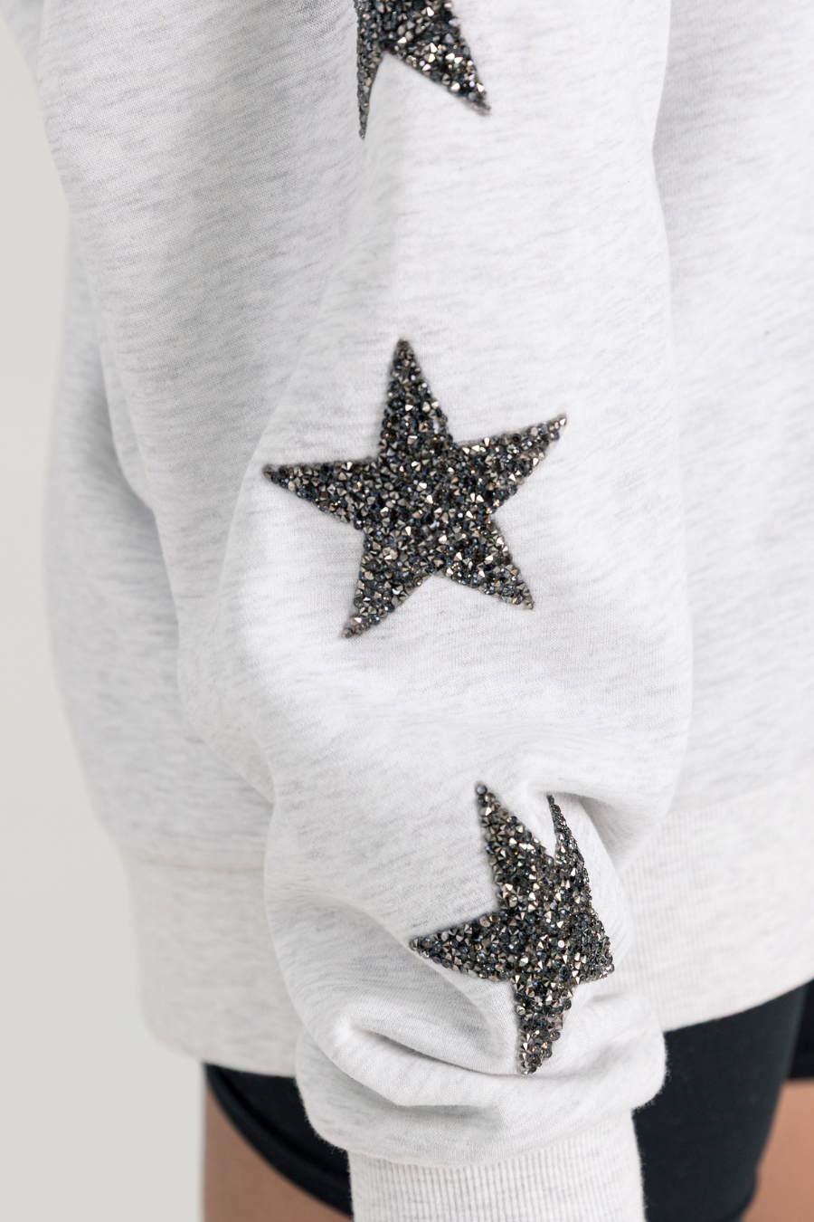 CUSTOM LOGO STAR SLEEVE EMBELLISHED SWEATSHIRT