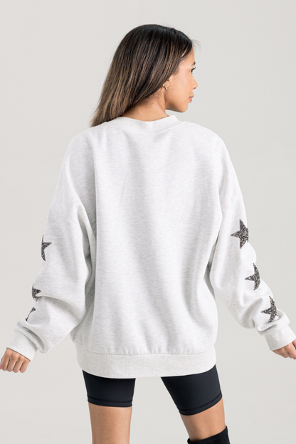 CUSTOM LOGO STAR SLEEVE EMBELLISHED SWEATSHIRT