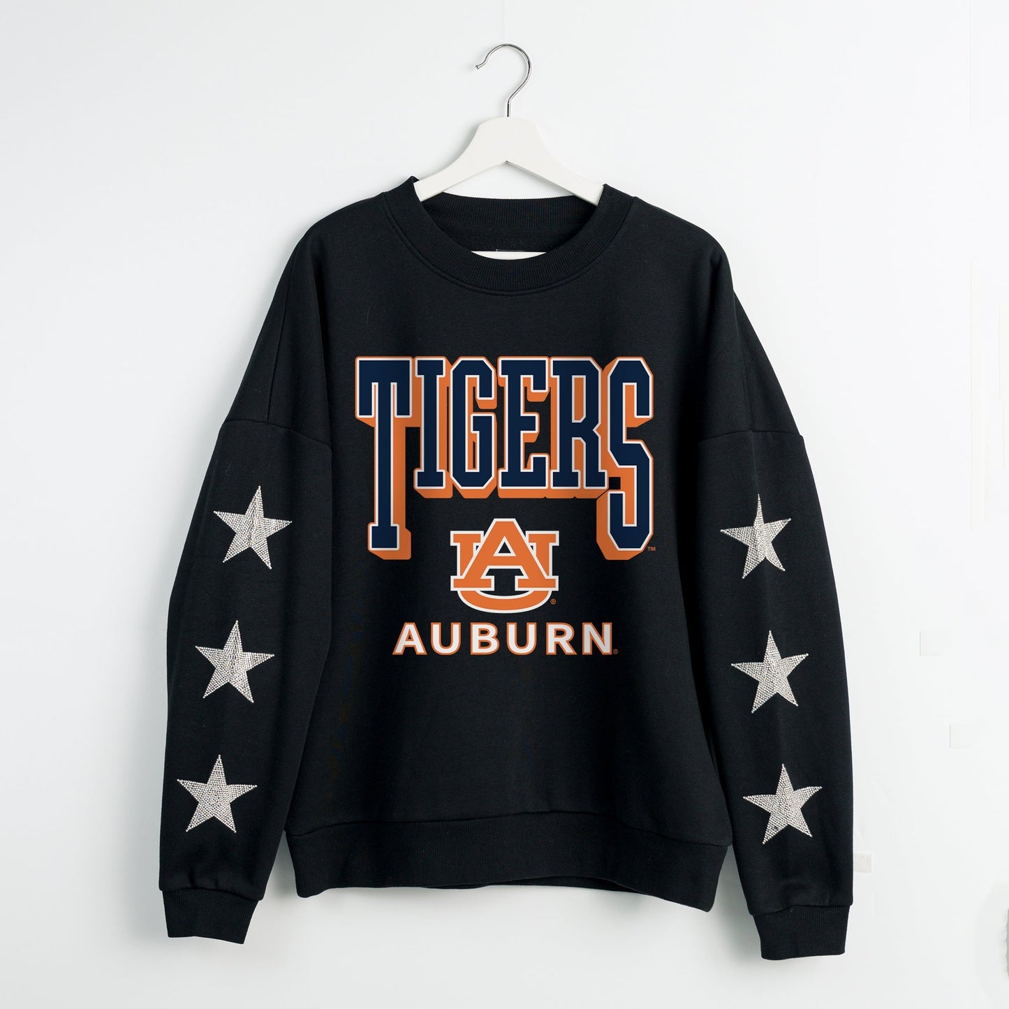 AUBURN TIGERS PURE VICTORY EMBELLISHED STAR SLEEVE CREWNECK PULLOVER