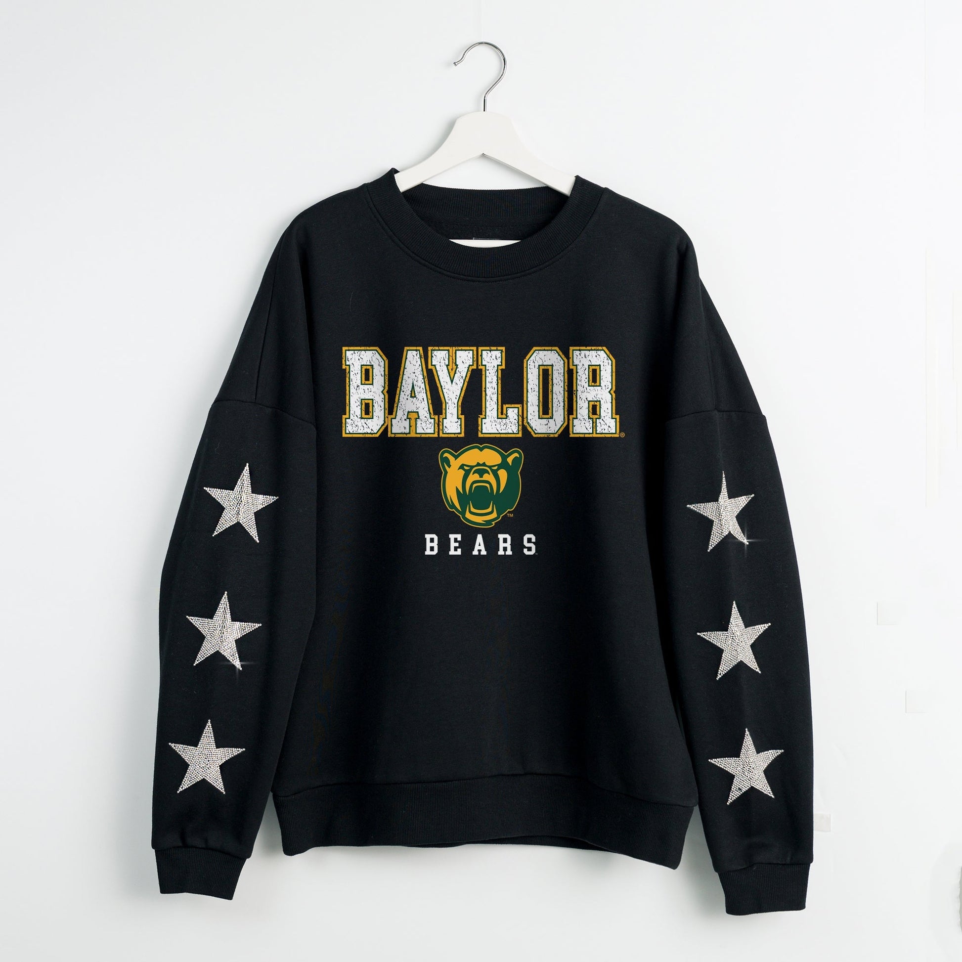 BAYLOR BEARS VELOCITY STAR EMBELLISHED CREW SWEATSHIRT