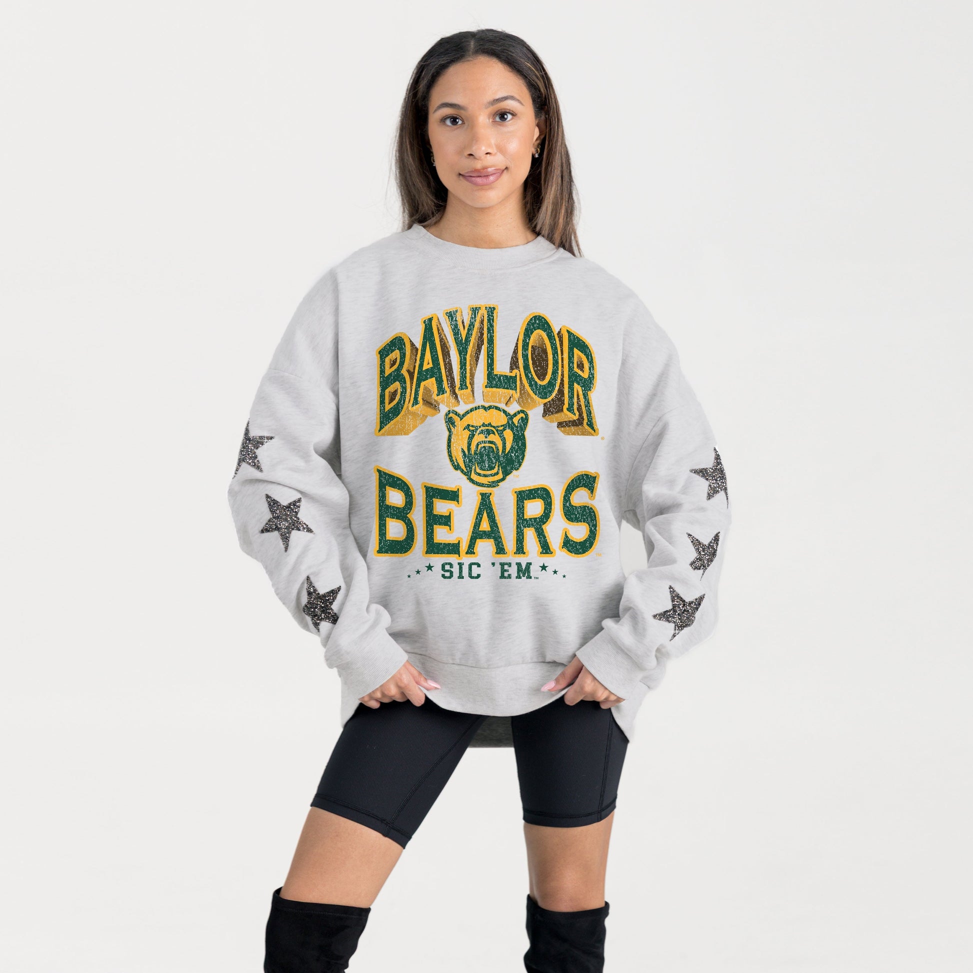 BAYLOR BEARS RESILIENCE STAR EMBELLISHED CREW SWEATSHIRT