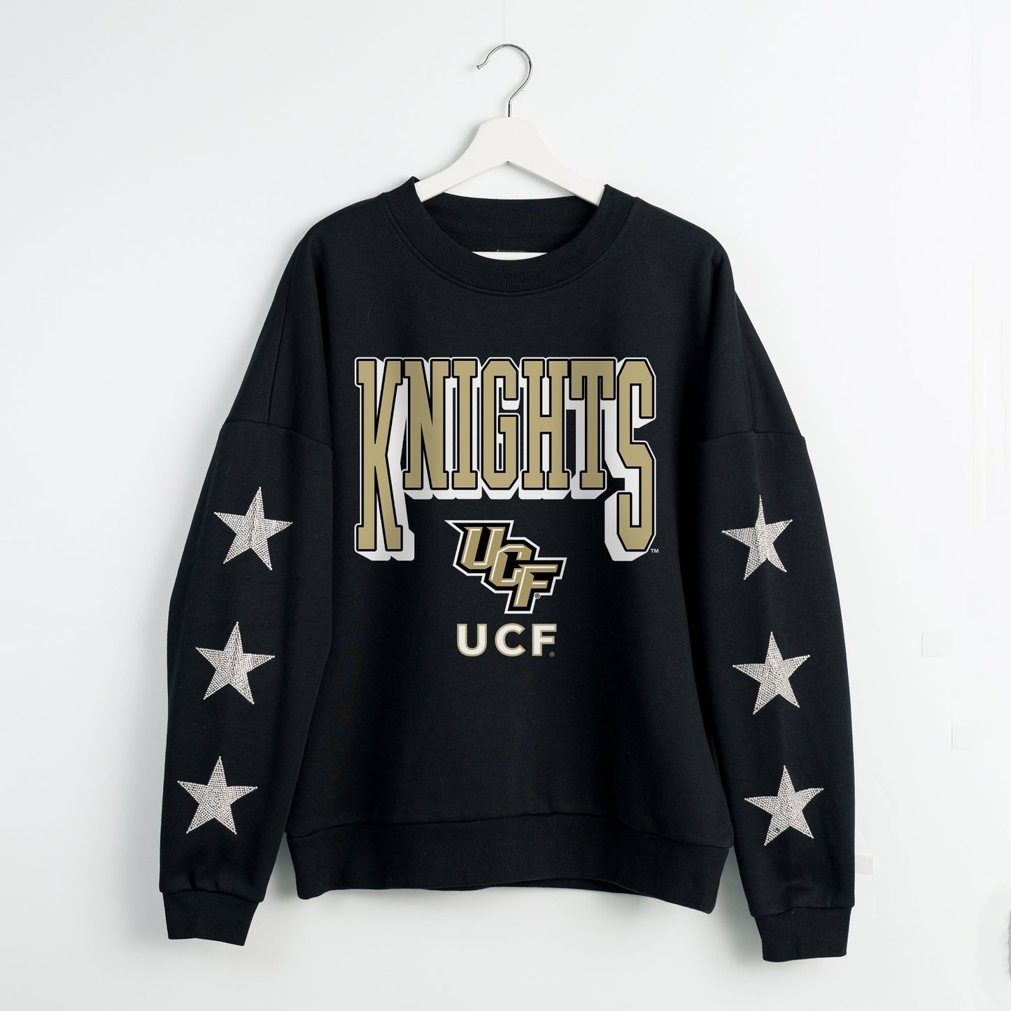 CENTRAL FLORIDA KNIGHTS PURE VICTORY EMBELLISHED STAR SLEEVE CREWNECK PULLOVER